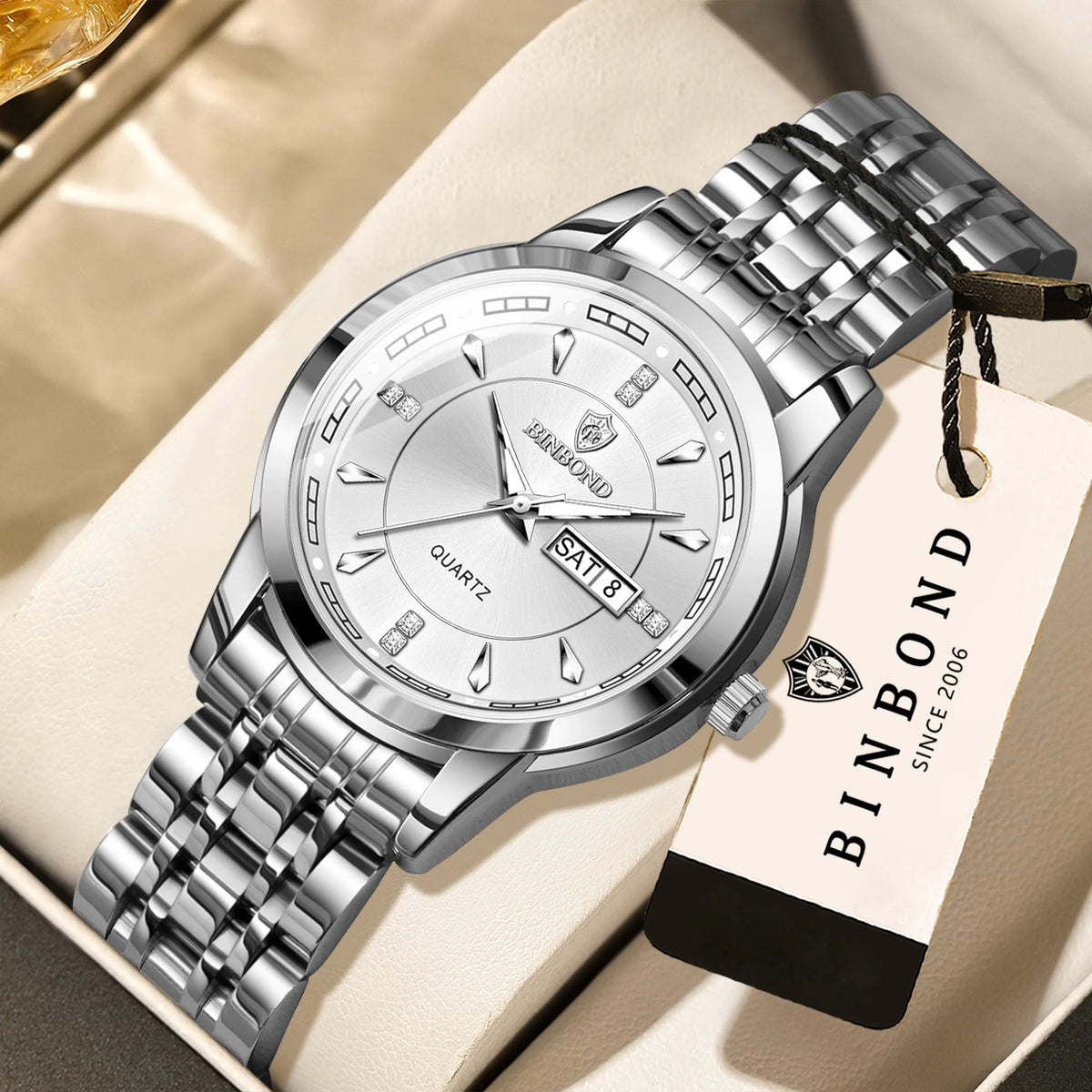 Genuine BINBOND luxury quartz watches for women – Water-resistant and luminous model – Gift idea (gift box included)