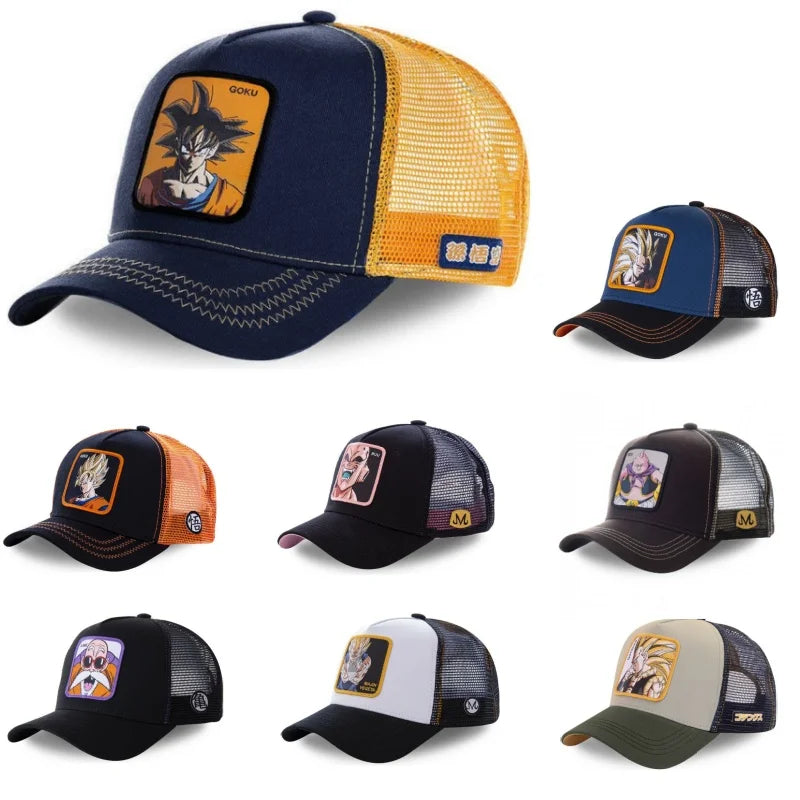 Dragon Ball Son Goku muška hip-hop kapa s letećim vrhom, ljetna kapa s izbočenim vrhom, muška kapa s vezom, kapa s mrežastim podstavom, podesiva trucker kapa, sunčana vizira