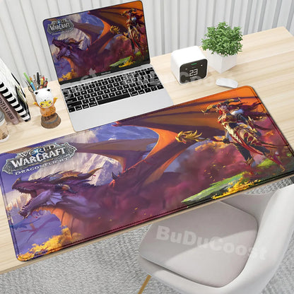 Anime World of Warcraft skrivbordsunderlägg, gamingmusmatta, datortillbehör, XXL, Lock Edge, tangentbord, musmatta, Gamer Mause, kontorsmattor