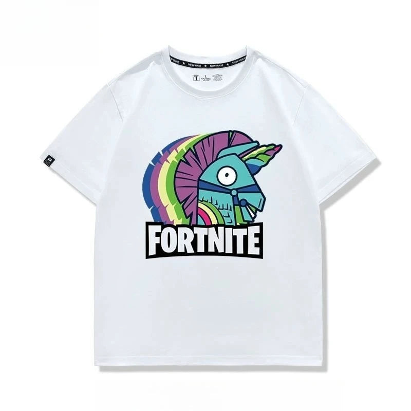 Nowa kreatywna koszulka Fortnite z krótkim rękawem, efektownym nadrukiem cartoon, oddychająca i pochłaniająca pot, dla kobiet i mężczyzn