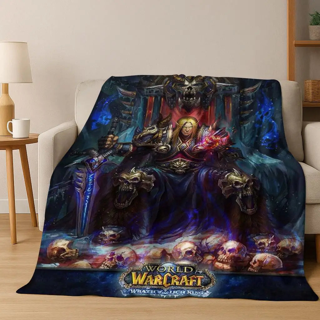 Pătură din flanel WOW World of Warcraft Arthas Demon Illidan Sylvanas, pled moale și confortabil pentru casă, dormitor, pat, canapea, husă, cadou