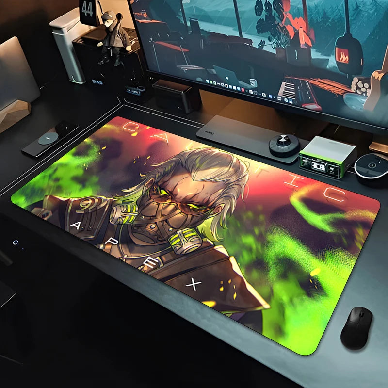 Apex Legends Caustic egérpad, nagy méretű játékos kiegészítő, egérpad, gamer asztali szőnyeg, irodai billentyűzet, XXL, anime szőnyeg, sebesség