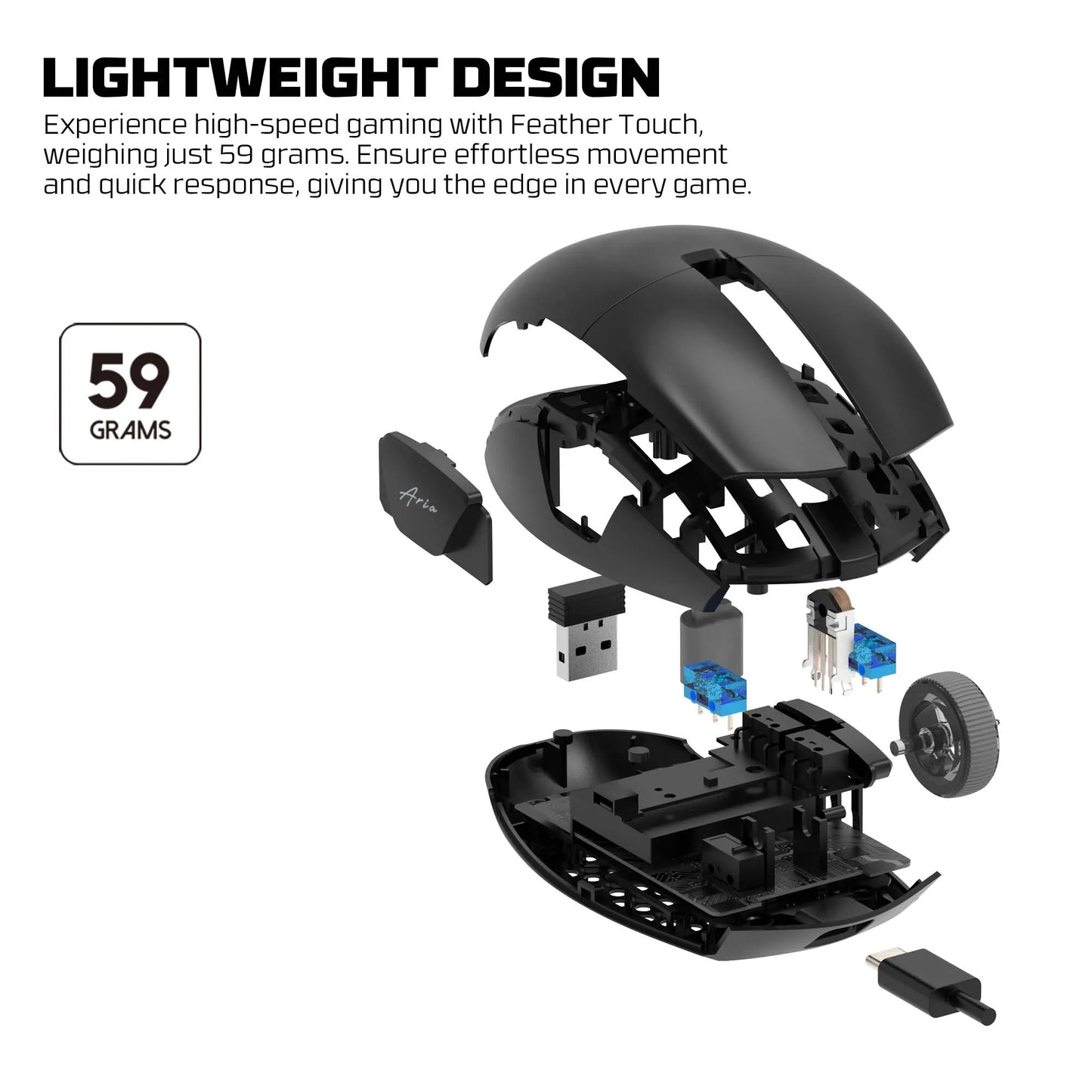 FANTECH Aria XD7E 2.4G Wireless Gaming Mouse PixArt 3311 1000Hz 59g Lightweight Gamer Mice For PC Laptop