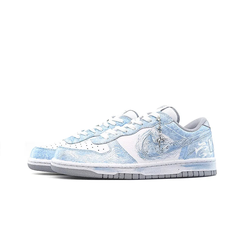 Custom Sneakers Nike Dunk "Crushed Ice Blue Pudding" New Chinese Ink Wash Low-Top Men's Skate Shoes (Year of the Horse)
