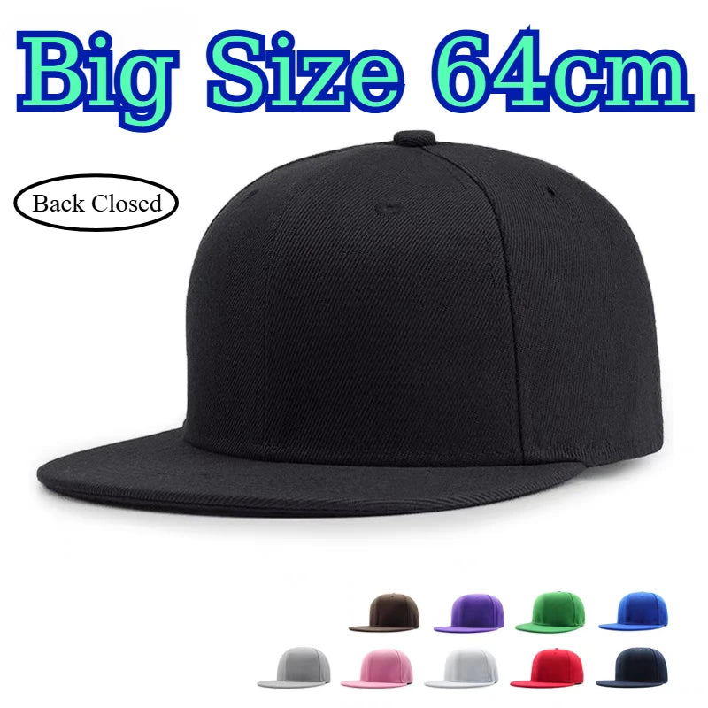 Duża czapka skateboardowa z zapięciem z tyłu dla mężczyzn, o obwodzie 64 cm, dopasowana czapka baseballowa XXL, męska czapka typu snapback w dużym rozmiarze, gładka czapka futbolowa, 60 cm, 62 cm