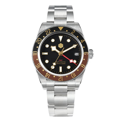 San Martin Root Beer Classic Vintage Luxury Men's Watch 39mm NH34 GMT Automatic Mechanical Watch Sapphire Waterproof 100m SN0109