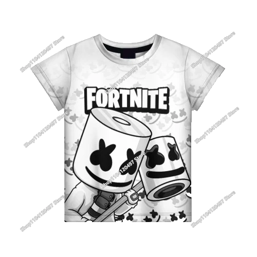 Лятна модна детска тениска с Fortnite талисман и 3D принт, ежедневна T-shirt за момчета и момичета, унисекс детско облекло, горнище