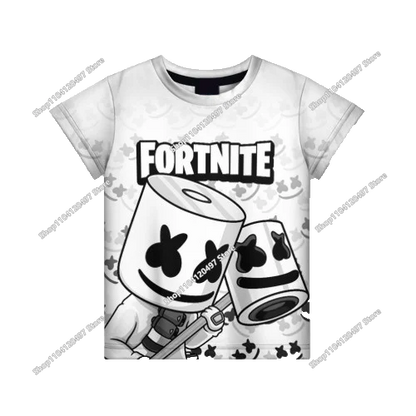 Лятна модна детска тениска с Fortnite талисман и 3D принт, ежедневна T-shirt за момчета и момичета, унисекс детско облекло, горнище
