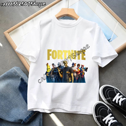 Neue Fortnite-Sommer-T-Shirts für Kinder, Cartoon-Figur-Grafik-T-Shirt, lässige Sport-Kurzarmtops für Jungen