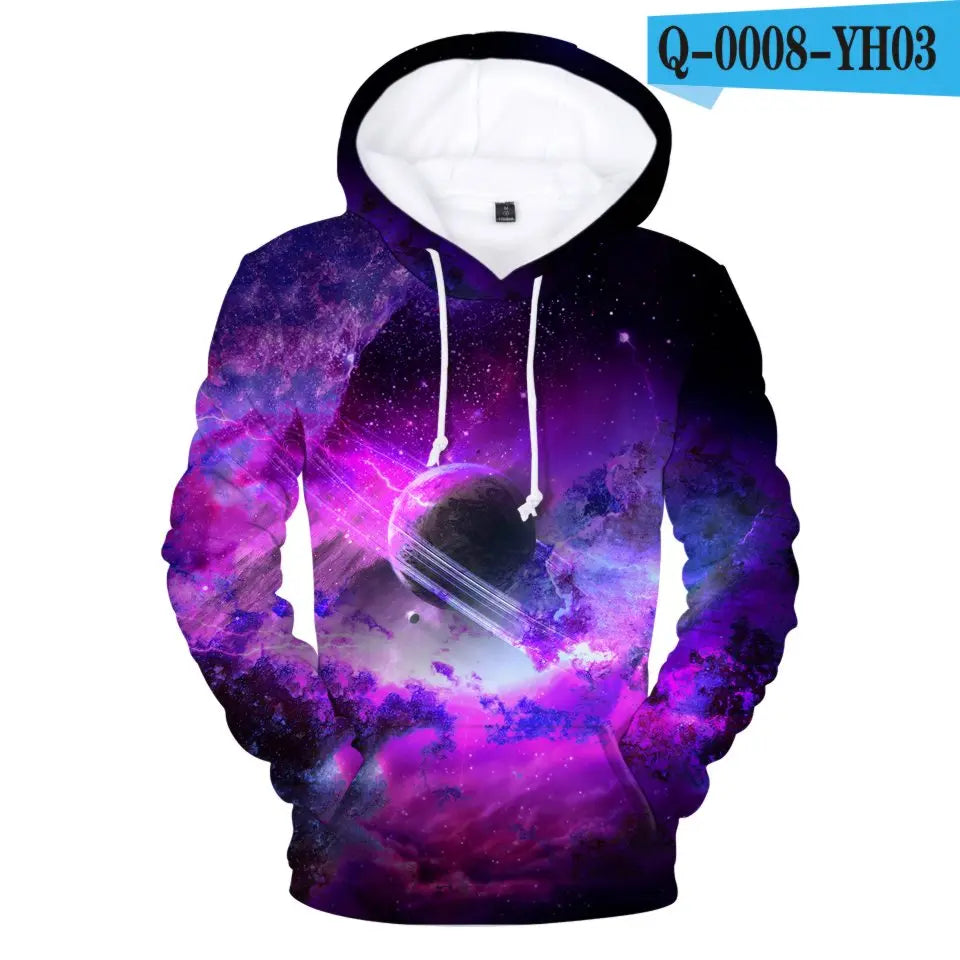 Klassischer, beliebter Kapuzenpullover mit 3D-Print „Purple Sky Space Galaxy“ für Herren und Damen, langärmliges Casual-Sweatshirt