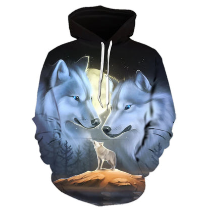 Majice s kapuljačom s 3D printom vuka za muškarce i žene, modne ležerne oversize pulover hoodice, hip-hop Harajuku streetwear