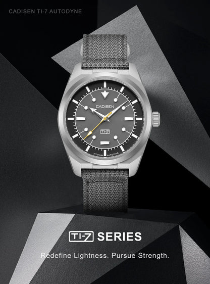 CADISEN TI-7 Autodyne Men’s Automatic Watch  Titanium Case, Miyota 8215, Sapphire Crystal & 100M Waterproof
