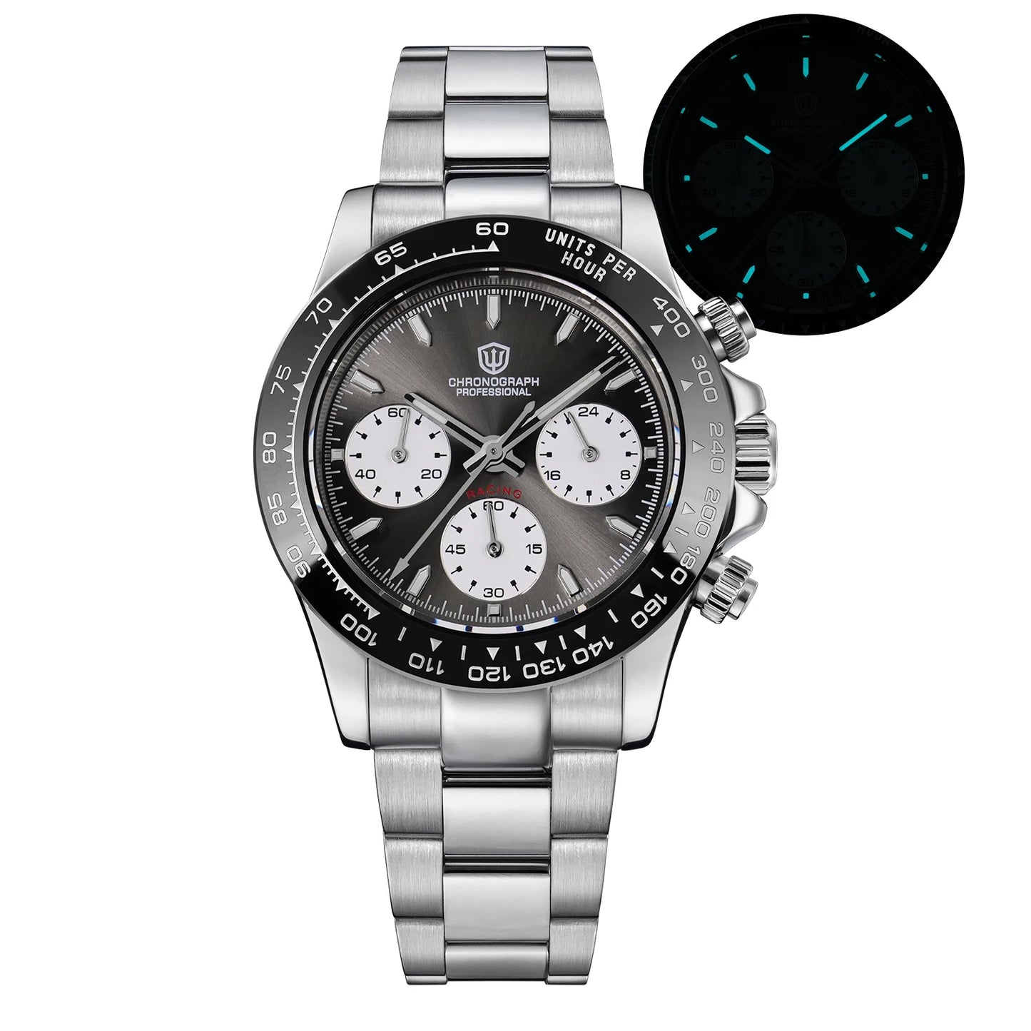 Watchdives WD16500 V2 Quartz Watch VK63 Sweep Sports Chronograph Watches Sapphire AR Coating BGW9 Luminous Waterproof Watches