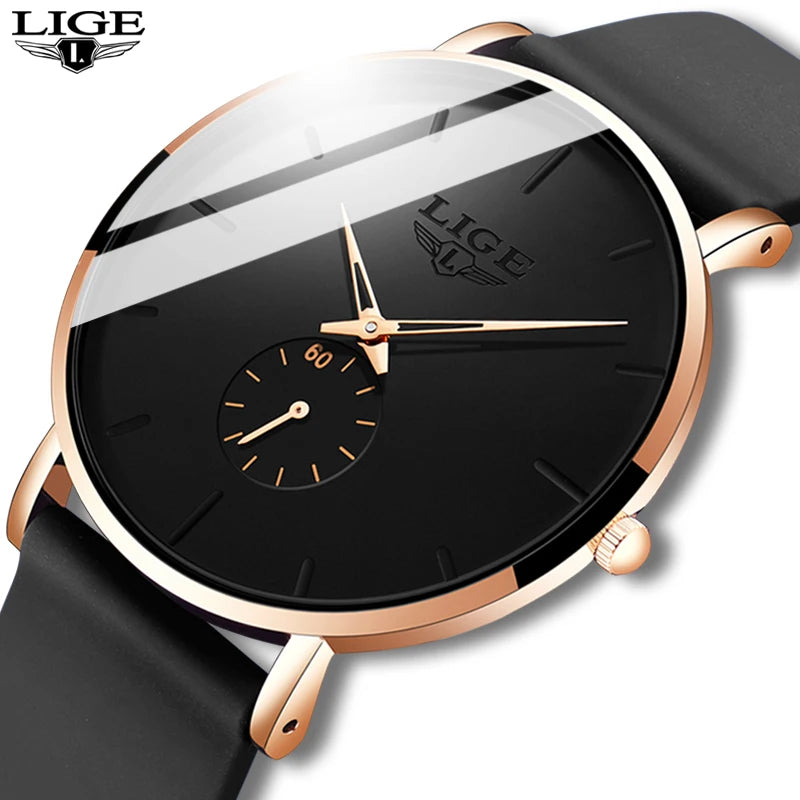 montre pour homme LIGE – Style sportif et tendance, marque de luxe, étanche, design épuré et ultra-fin, montre à quartz pour homme