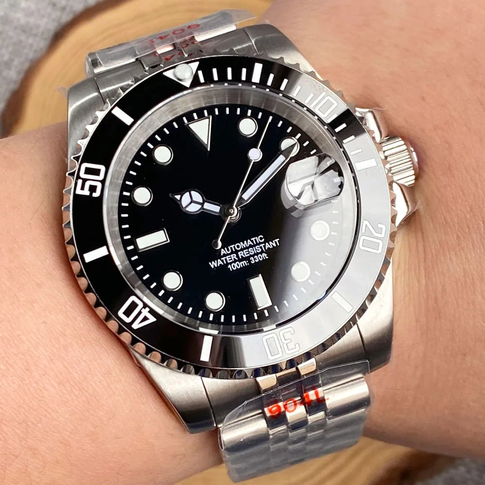 200m wasserdichte Miyota 8215 Automatikuhr für Herren, Taucheruhr, 40mm, mechanisches Uhrwerk, Leuchtanzeige, Jubilee-Armband, Glide-Lock-Schließe