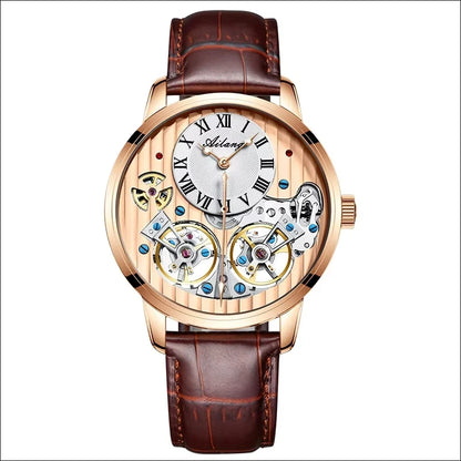 AILANG watch men's advanced expensive automatic mechanical watch Rome double tourbillon waterproof watch.