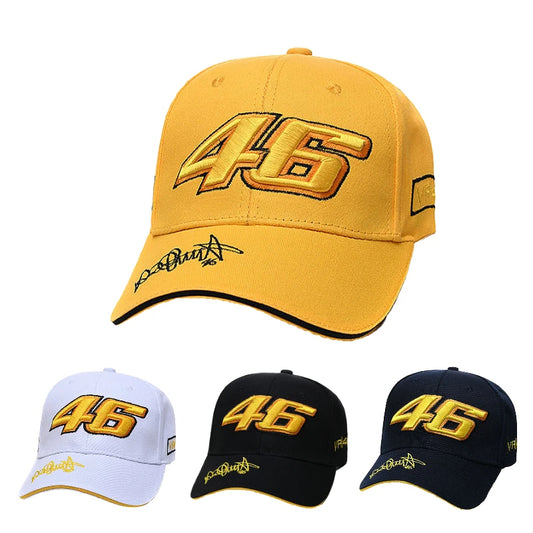 Unisex Hip Hop Letter Baseball Cap Adjustable No.46 F1 Racing Motorcycle Design Outdoor Sports Casual Sun Protection Hat for Men