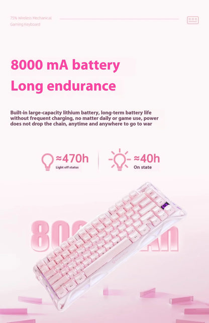 Mercury K1 Grava Star Breaking 75 RGB Mechanical Keyboard Gaming Bluetooth 2.4G Wired RGB Hotswap Gamer Non-contact Keyboard