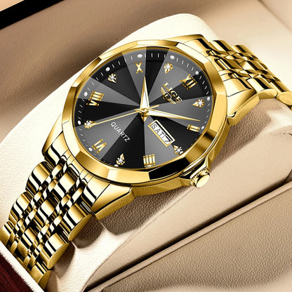 LIGE women’s quartz wristwatch – Elegant and luxurious, displaying the date and day of the week – A simple, water-resistant watch, ideal as a gift for women