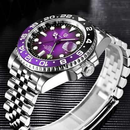 Pagani Design GMT Mechanical Men’s Watch – Luxury model with sapphire crystal, stainless steel case and ceramic bezel – Automatic men’s watch, business style
