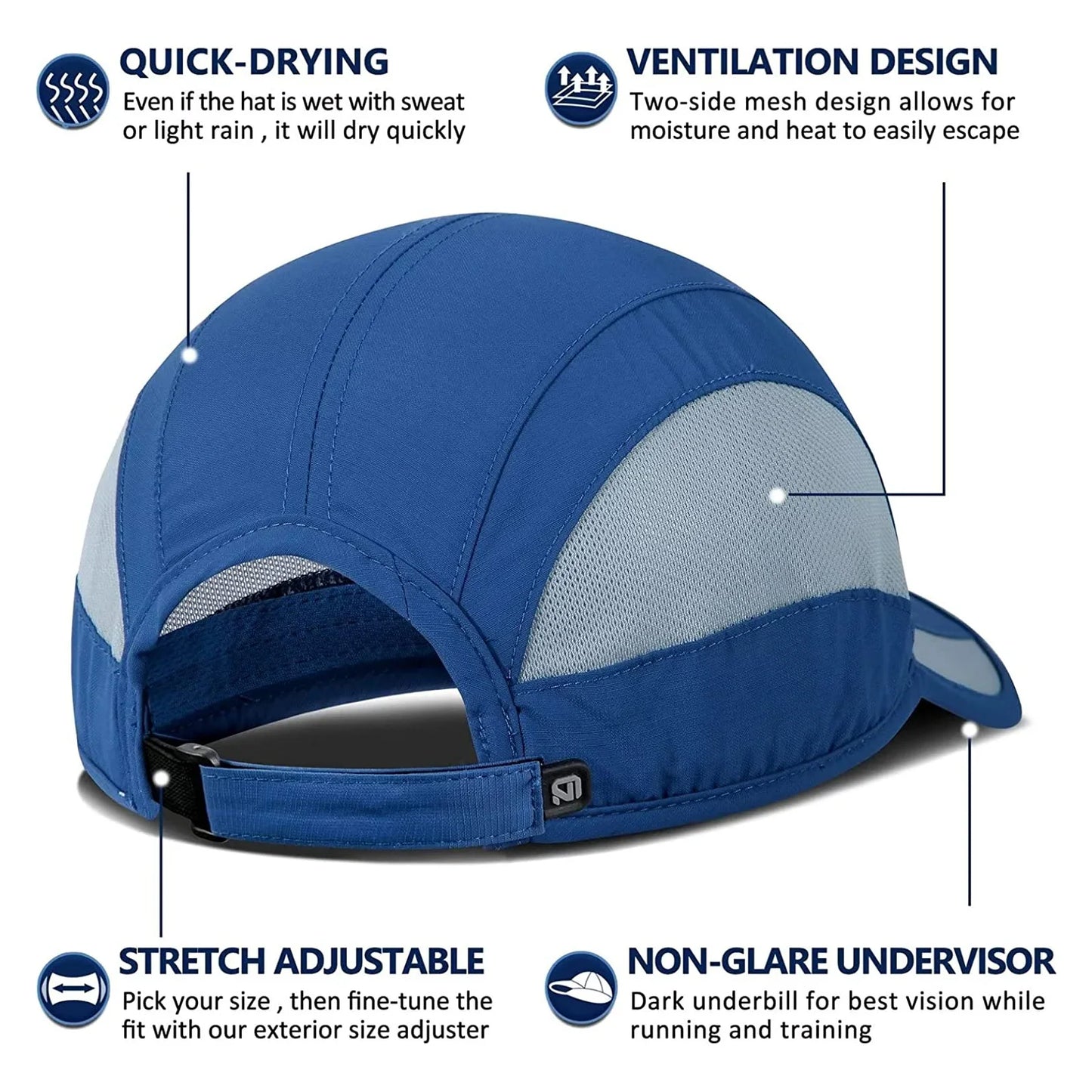 【GADIEMKENSD】 Unstructured Quick Dry Sports Cap Summer Sun Hat for Unisex UV Protection  Baseball Caps M37