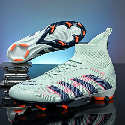 Nouvelles chaussures de football professionnelles pour hommes, crampons de football antidérapants TF/FG, baskets pour garçons, chaussures de sport confortables à la cheville, unisexes