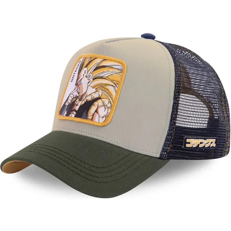 Dragon Ball Son Goku muška hip-hop kapa s letećim vrhom, ljetna kapa s izbočenim vrhom, muška kapa s vezom, kapa s mrežastim podstavom, podesiva trucker kapa, sunčana vizira