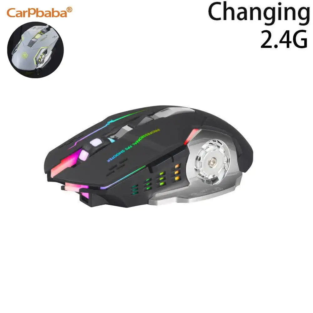 Mouse gaming Carpbaba GM6 per gamer, mouse ottico cablato regolabile con LED, cavo USB, mouse silenzioso per laptop e PC
