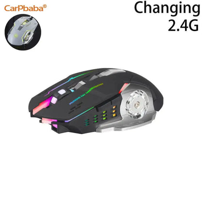 Mouse gaming Carpbaba GM6 per gamer, mouse ottico cablato regolabile con LED, cavo USB, mouse silenzioso per laptop e PC