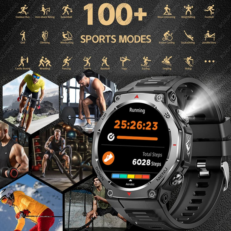 T-Rex 3 Military Smartwatch for Men  GPS Sports Tracker, 5ATM Waterproof, Heart Rate Monitor & Bluetooth Calling