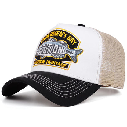 2025 New STATION Fishbone Embroidery Men's Street Skateboarding Hip Hop Hat Truck Hat Women's Leisure Sunshade Hat Baseball Hat
