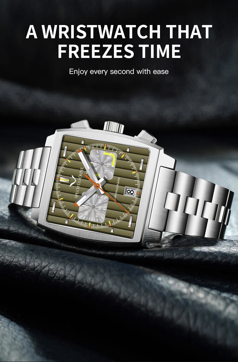 Specht&Sohne Men's Watch Luxury Brand Waterproof Stainless Steel Leather Japan VK Multifunctional Quartz Watch Religio Masculino