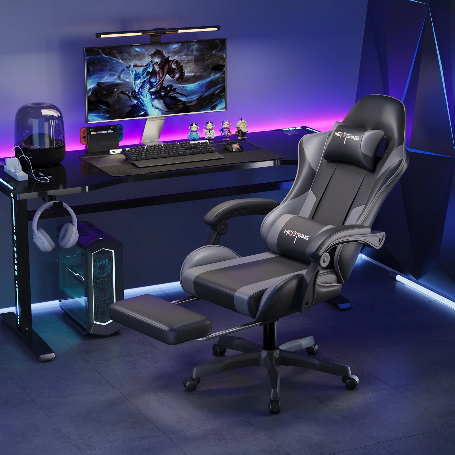 Ergonomická moderní otočná židle pro kancelář i domov – e-sportovní herní židle s kolečky v otočném stylu, počítačová herní židle