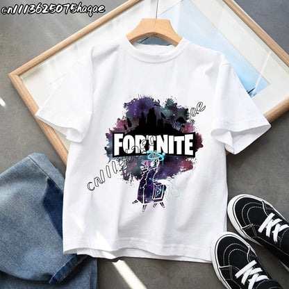 Neue Fortnite-Sommer-T-Shirts für Kinder, Cartoon-Figur-Grafik-T-Shirt, lässige Sport-Kurzarmtops für Jungen