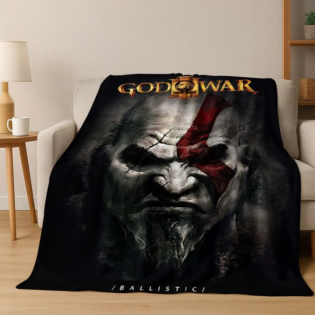 Classics God of War Kratos 3A játékos flanel takaró, meleg és kényelmes, puha takaró otthoni használatra, hálószobába, ágyra, kanapéra, gyerekeknek ajándékba