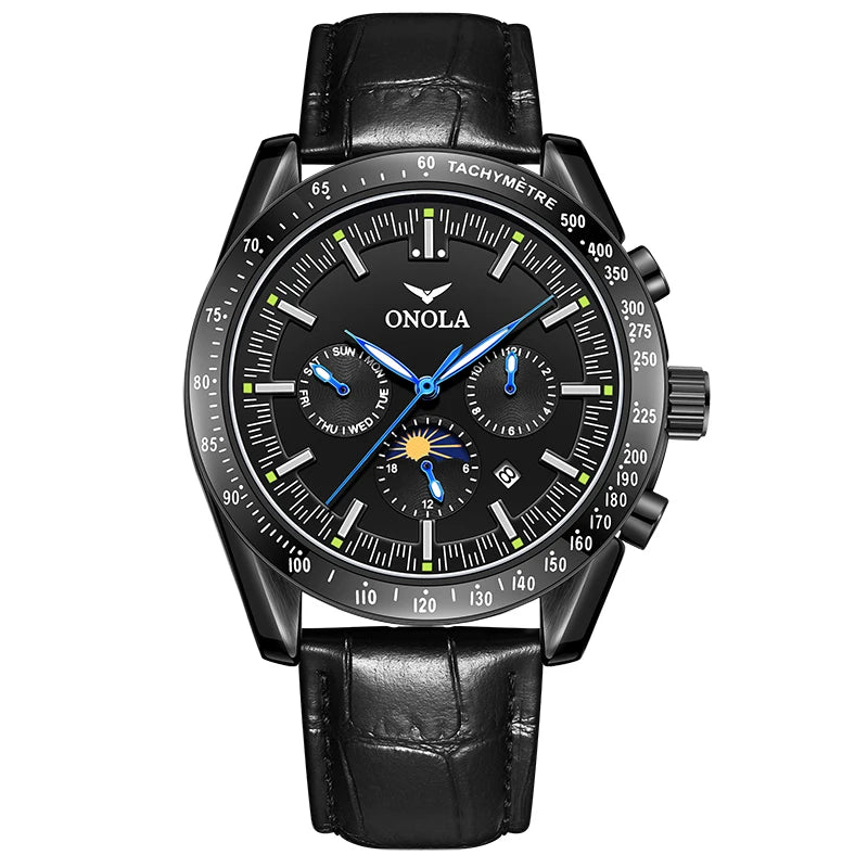 ONOLA Men’s Mechanical Watch – A luxury automatic watch with a casual style, featuring a leather strap and an openwork dial