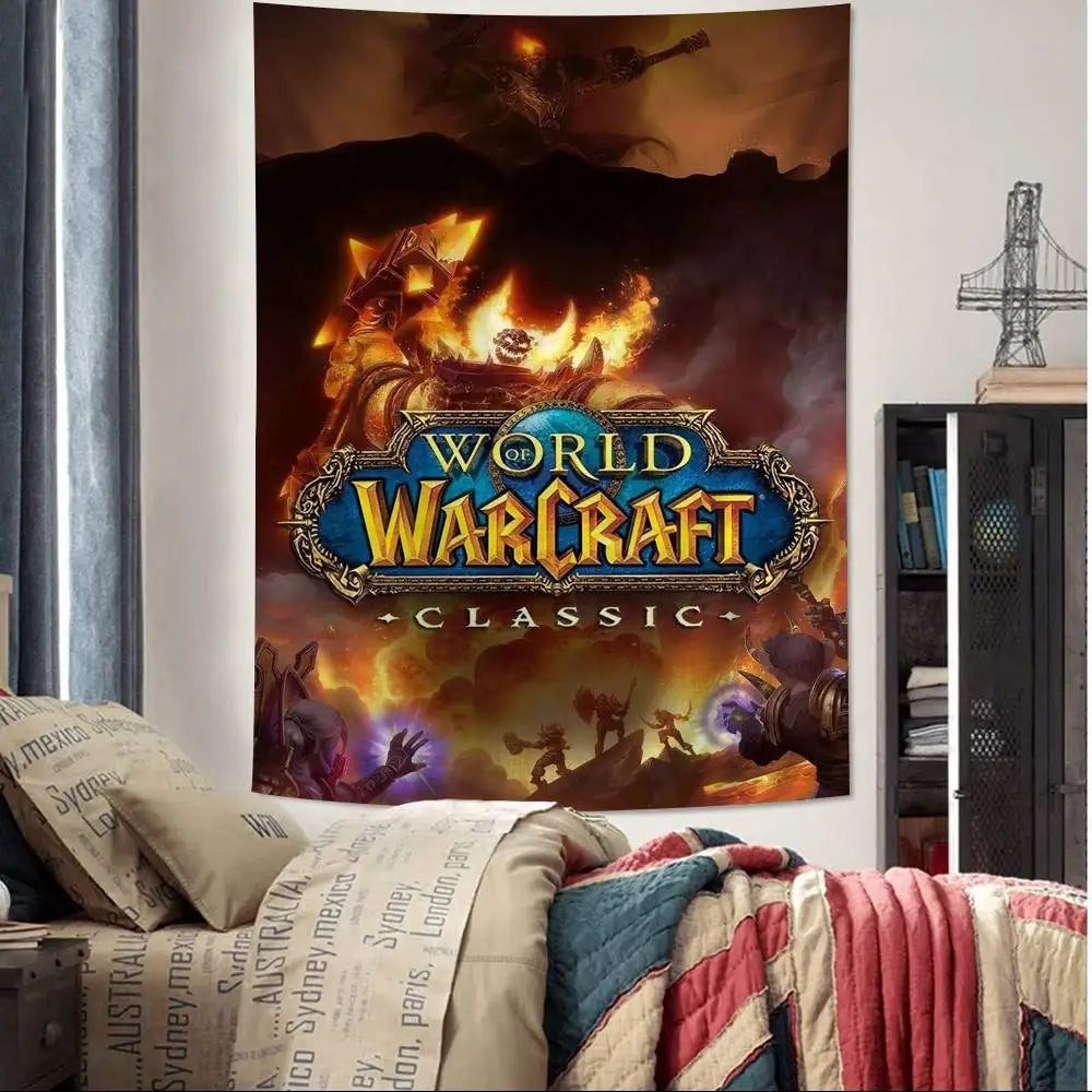 Vruća igra World of Warcraft, veliki zidni tapiserija s printom, jeftini hipi zidni ukrasi, boemski zidni tapiserije, mandala, kućni dekor