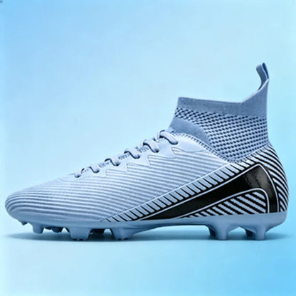 Chaussures de football pour adultes débutants AG FG, tige extensible en PU, coussin en TPU, crampons longs antidérapants, durables, pour entraînement sur gazon, niveau d'entrée