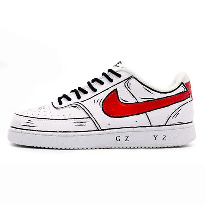 Custom Sneakers Nike Court Vision 1 Graffiti Anime Series Wear-Resistant Men's Skate Shoes