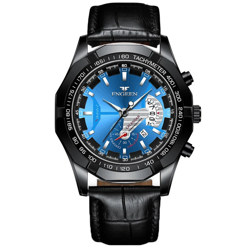 Orologio da polso al quarzo di lusso BINBOND da uomo, luminescente, impermeabile, con datario automatico, in acciaio inossidabile