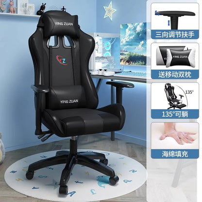 Herní židle Počítačová židle Pohodlné polohovací sedadlo Game LIVE Na kolej, pro studenty i domácnost Ergonomie pro dlouhé sezení