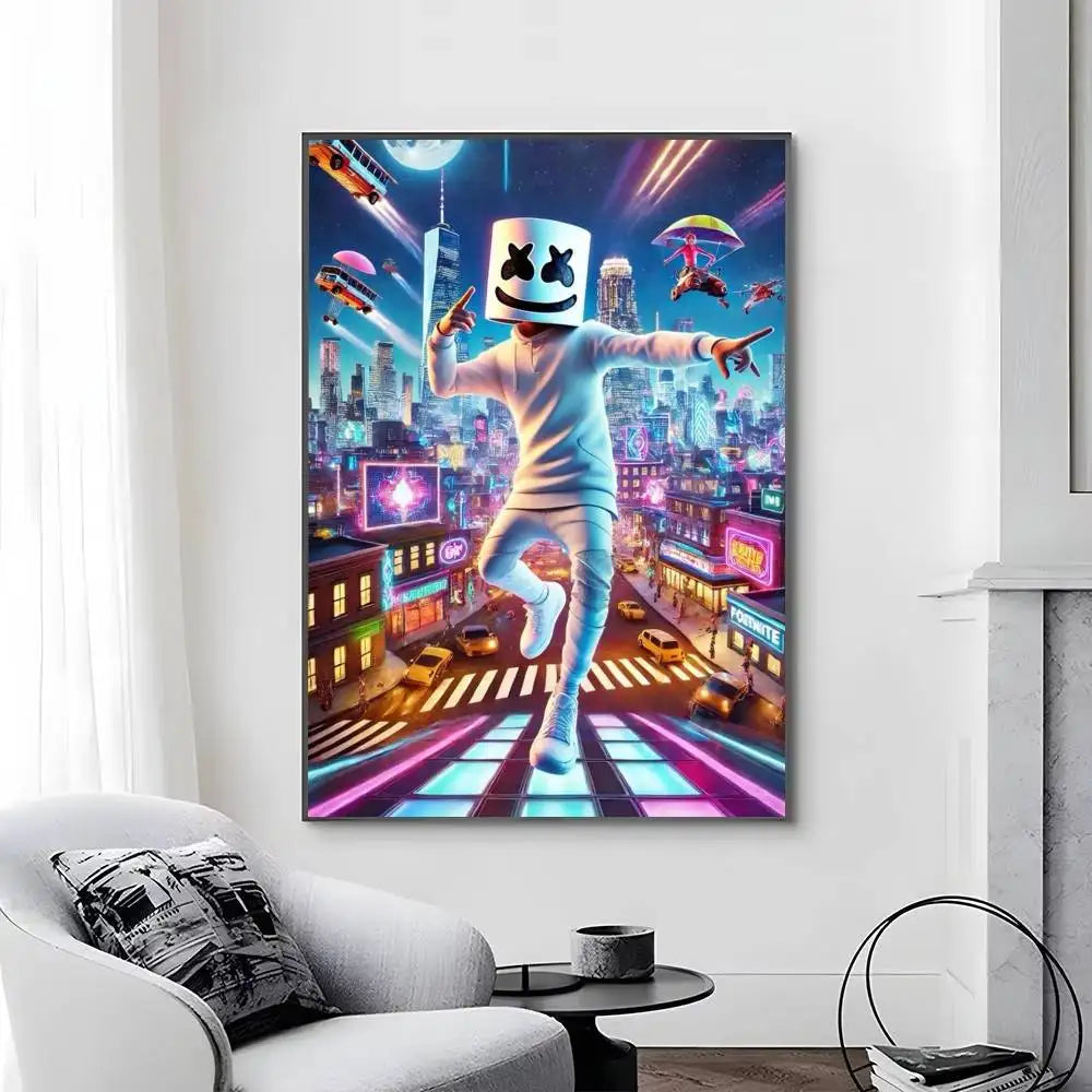 Game-F-F-Fortnites Poster, selbstklebend und wasserfest, ideal für Wohnzimmer, Schlafzimmer und Bar-Dekoration