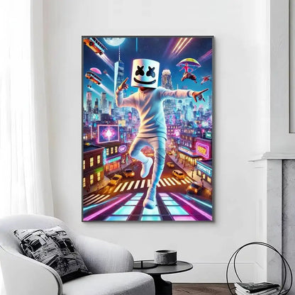 Game-F-F-Fortnites Poster, selbstklebend und wasserfest, ideal für Wohnzimmer, Schlafzimmer und Bar-Dekoration