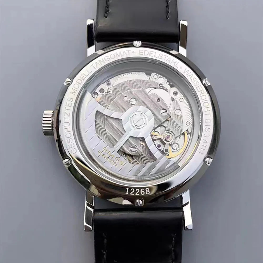 Men's 38mm automatic mechanical watch, compatible with Sea-Gull ST1731 movement, featuring a calendar, water resistance, and a t