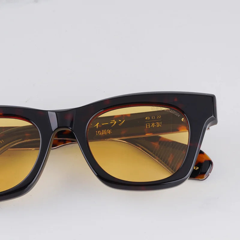 DEALAN Decade kollekció férfi klasszikus teknősbéka mintás arany napszemüveg, vintage stílusú, macskaszem alakú, vastag acetát keretű, UV400 védelemmel