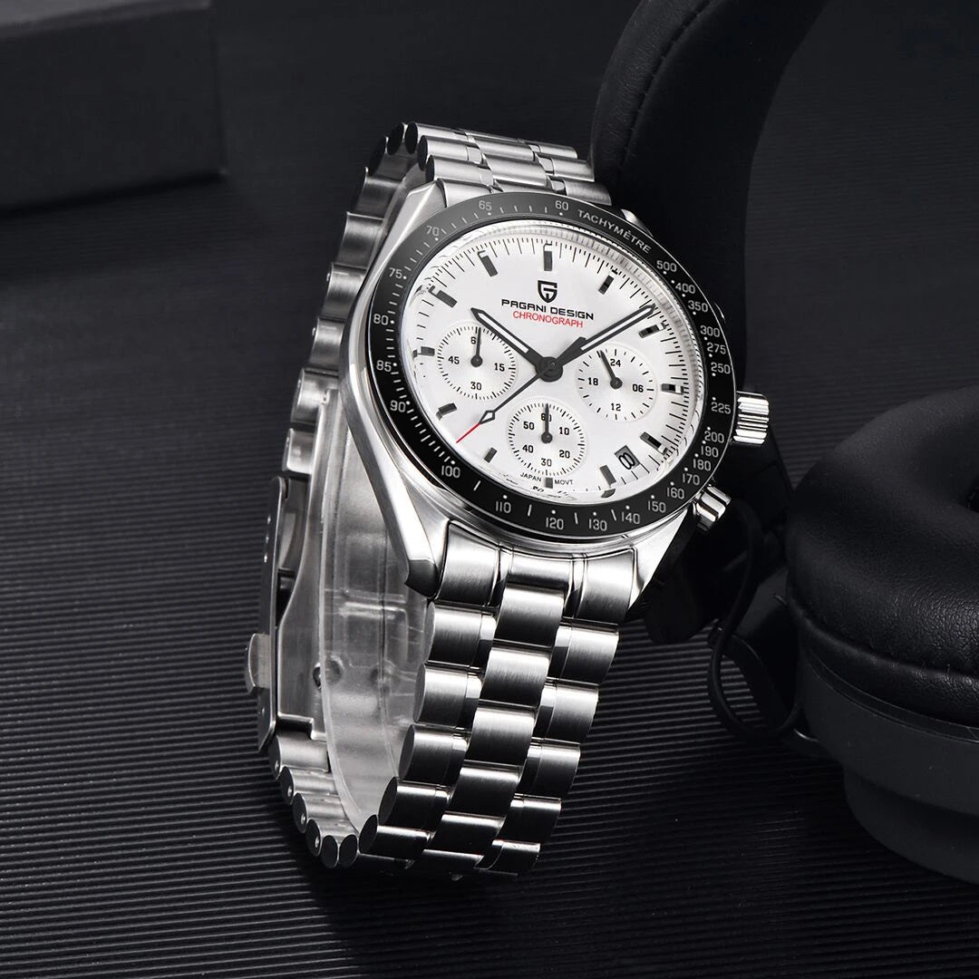 PAGANI DESIGN – Nouvelle montre à quartz de luxe pour homme, dotée d’un cadran à motif météorite, chronographe sportif, verre saphir avec traitement antireflet.