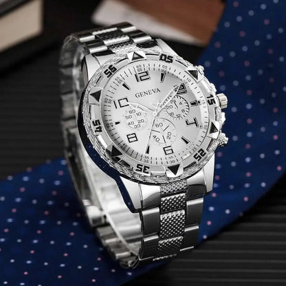 1/4PCS Fashion Business Men Watch Luxury Big Dial Mens Quartz Wristwatches Clock Gift Reloj Hombre（Without Box）