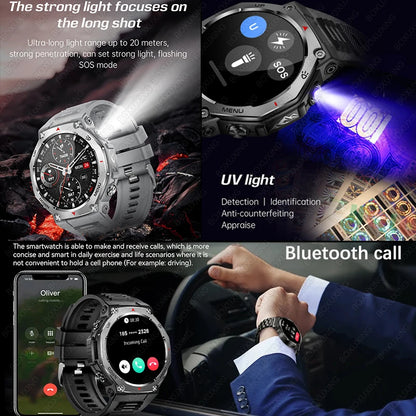 T-Rex 3 Military Smartwatch for Men  GPS Sports Tracker, 5ATM Waterproof, Heart Rate Monitor & Bluetooth Calling