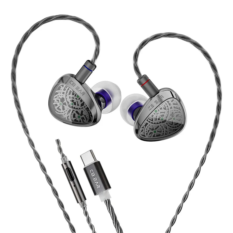 KBEAR TBX Tourbillon X IEMS Écouteurs intra-auriculaires filaires avec diaphragme en fibre de carbone CVD de 10 mm, basses profondes, casque de jeu
