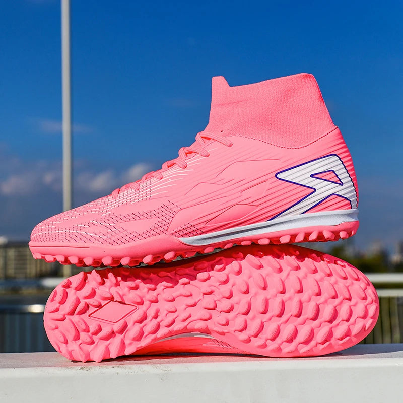 Nouvelles chaussures de football pour hommes, chaussures de football montantes, baskets d'extérieur antidérapantes, crampons de haute qualité pour futsal, intérieur et gazon, meilleures ventes